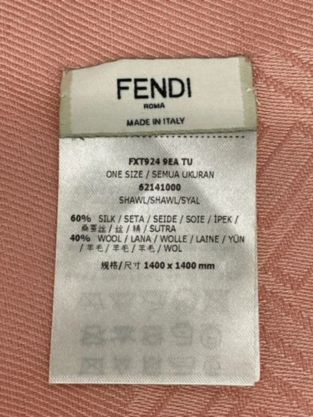 FENDI Zucca FXT924 Pink Silk Wool Scarf - Picture 2 of 6